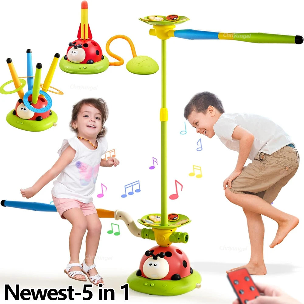 3 in 1 giocattoli sportivi per saltare musicali lancio anello gioco giocattolo e lanciarazzi per bambini regali multifunzione per macchine da esterno coccinella