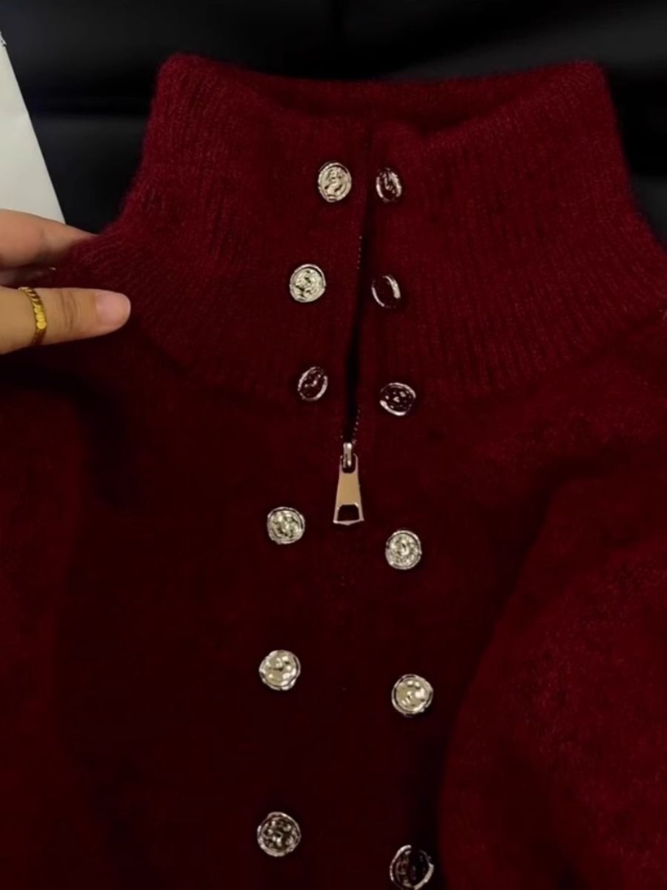 Роскошный пушистый вязаный кардиган, дизайнерский двубортный свитер, пальто, женский осенний высококачественный вязаный топ на молнии 2000-х годов Y2k