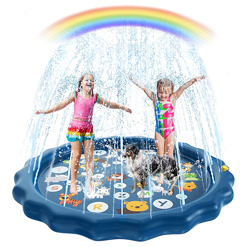 Aufblasbarer Sprinkler für Kinder, Wasserspielmatte, Outdoor, Rasen, Strand, Spray, Spieleunterlage mit Buchstaben-Design, Sommerspaß-Kissen, 100/170 cm