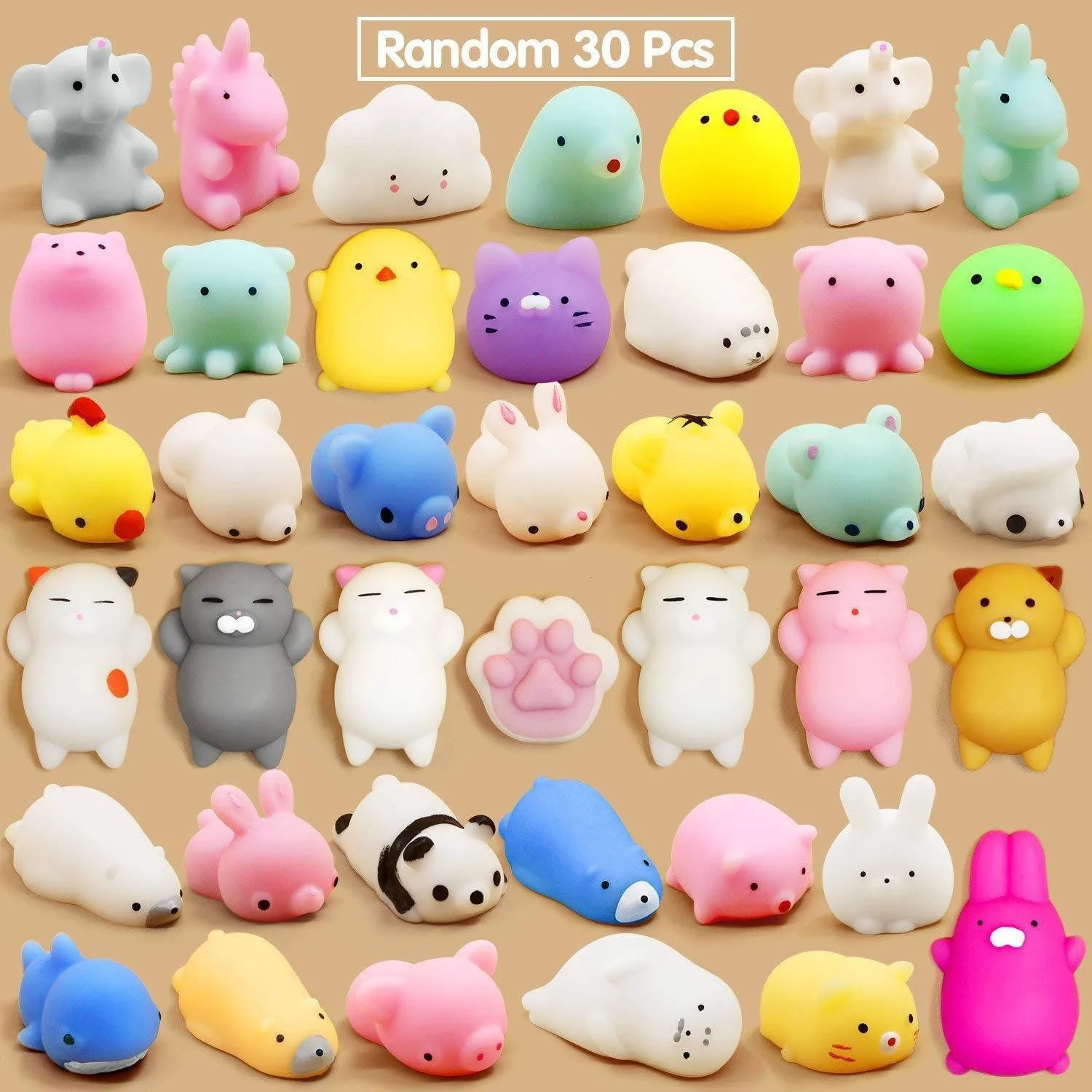 18 ชิ้น - สไตล์สุ่ม - ของเล่นคลายเครียดสุดน่ารัก ช่วยผ่อนคลายความเครียดอย่างสนุกสนานและคลายเหงา  เครื่องมือที่มีประโยชน์สำหรับการคลายเครียดในรูปแบบการ์ตูน