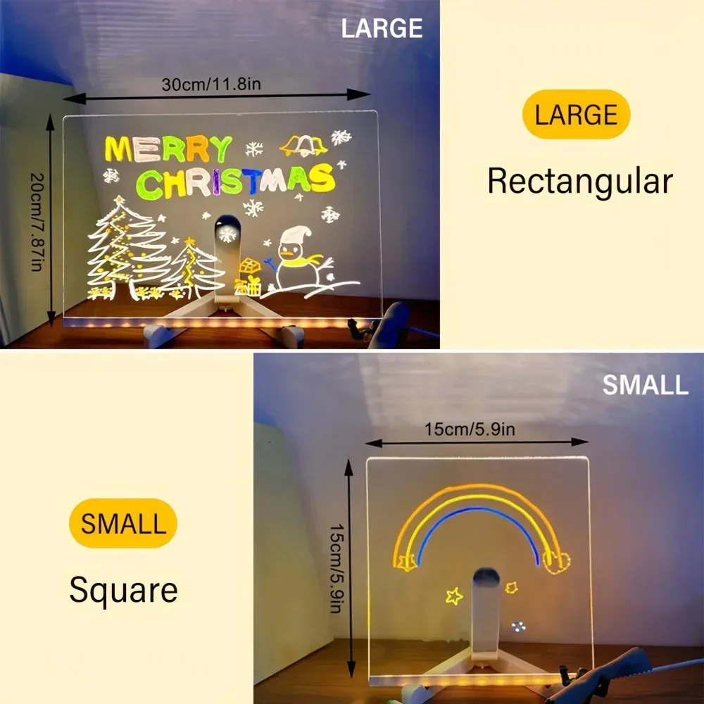 Tableau d'affichage en acrylique lumineux LED, tableau à dessin effaçable USB pour enfants, CIY pour cadeaux d'anniversaire, planches publicitaires de Bar
