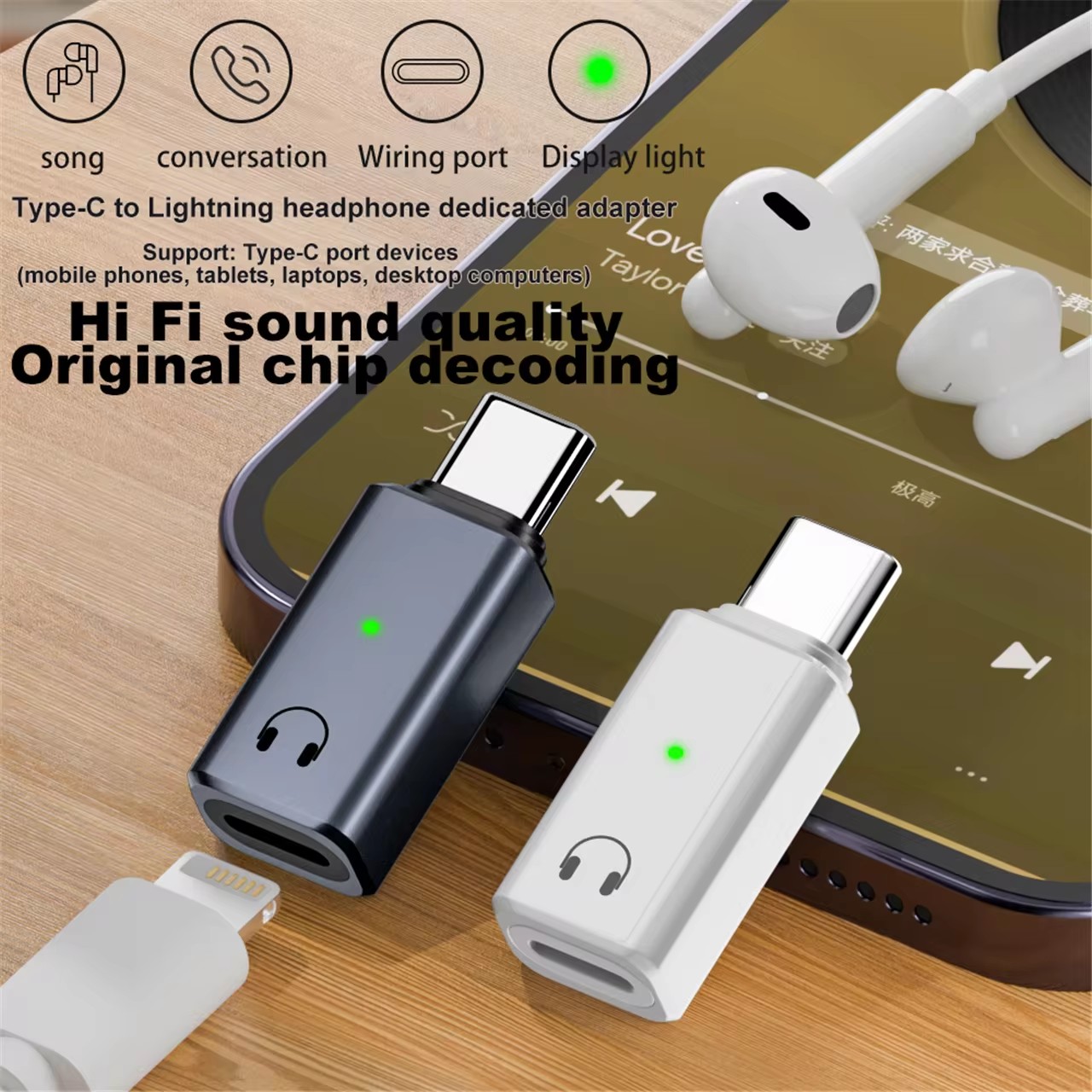 1 Stuks Usb C Naar Type C Jack Audio Hifi Geluidskwaliteit Type C Naar Lightning Usb C Adapter Voor Iphone Power Mac Ipad Connector