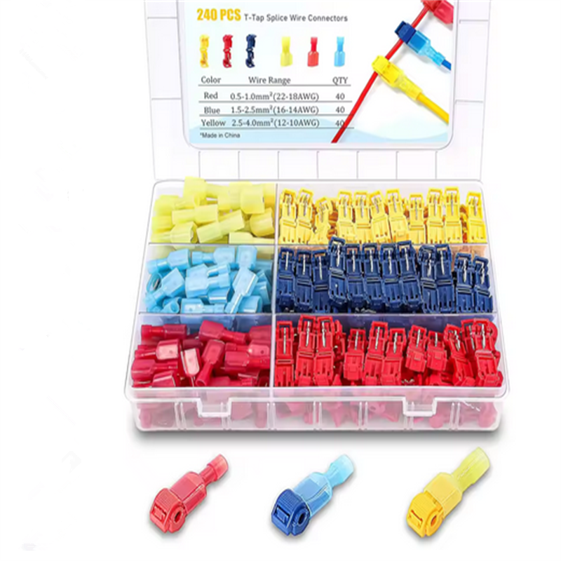 120/240PCS T Tap Wire Terminals Self-Stripping Quick Connecting Splice Electrical Wire Connectors Insulated Male