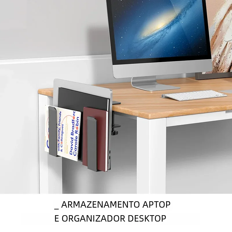 Under Desk Desktop Rack Table Sides Laptop Rack Adjustable Charging Stand Tray Desk Cables Organizer Storage Holder for Ipad