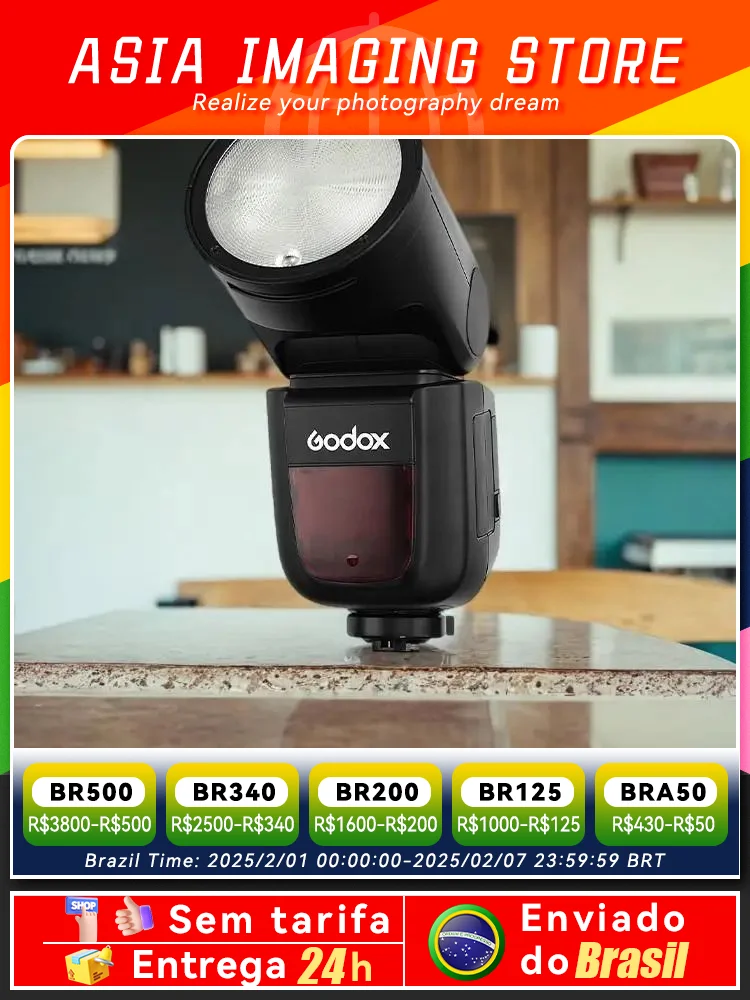 Godox-Flash de cámara V1 Speedlight V1C V1N V1S TTL 2,4G HSS para DSLR, sin Espejo, Canon, Sony, Nikon, Fujifilm V 1, Brasil