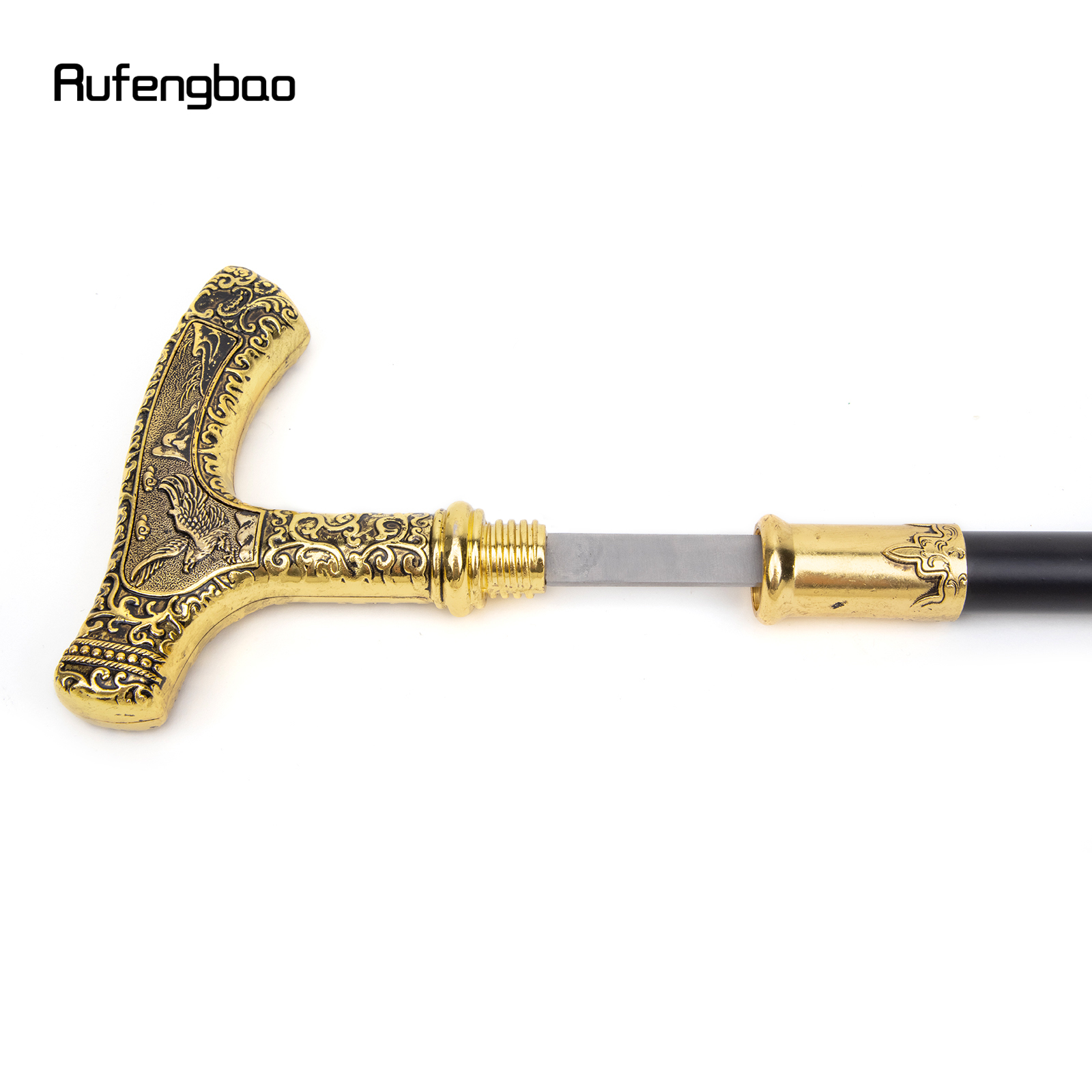 デラックスエグイーグルハンドルウォーキングスティックゴールド,隠されたプレート,自己防衛,杖,コスプレ,90cm