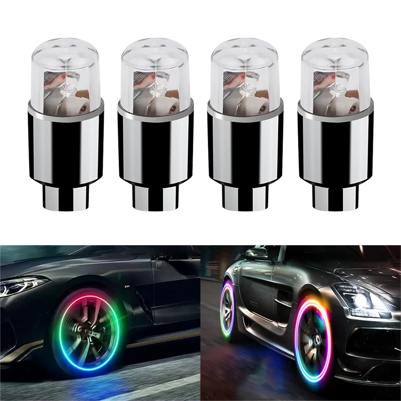 4PCS 타이어 밸브 모자 조명 자동차 공기 밸브 모자에 대 한 다채로운 LED 휠 빛 오토바이 자전거 자동 외관에 대 한 네온 불빛