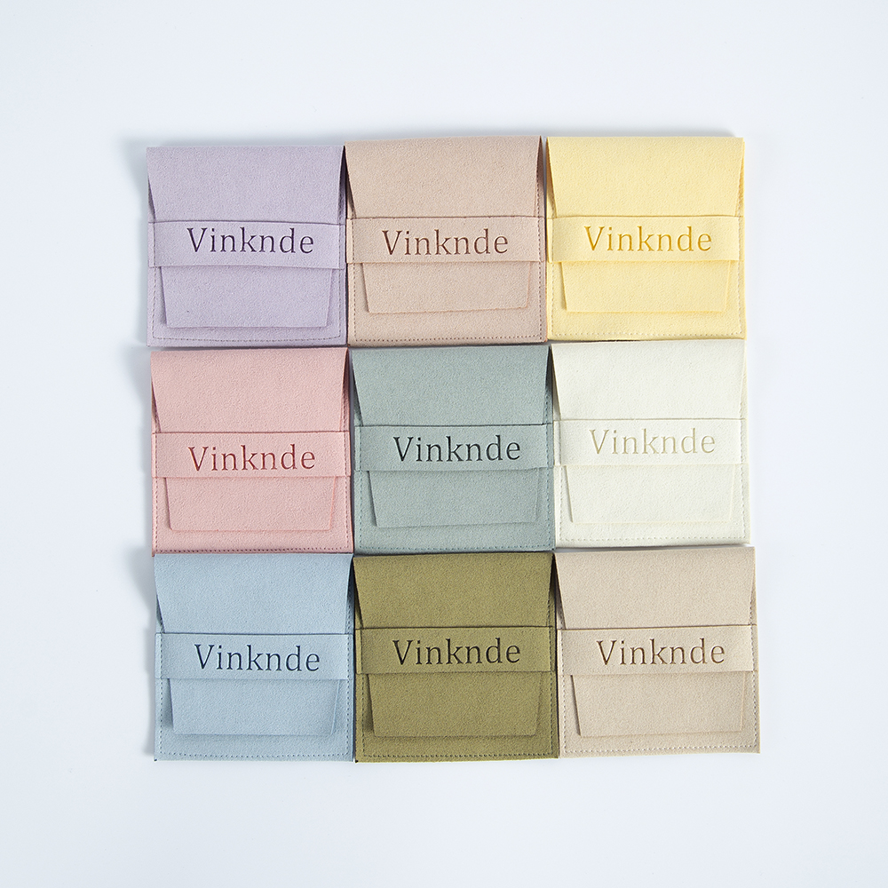 100pcs Custom Logo Name Size Microfiber Gift Bags 8X8cm Jewelry Organizer Earrings Pouch Wedding Favor Candy Bag Small Business