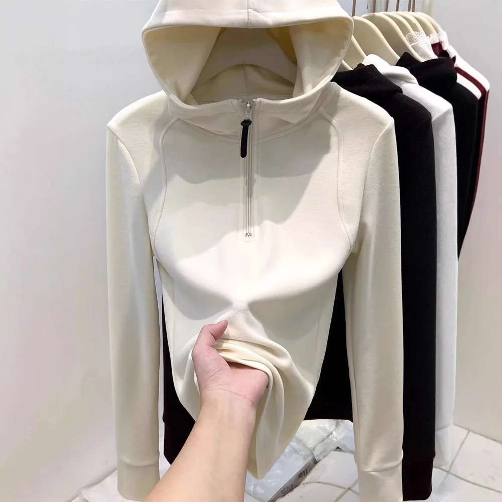 Sudadera con capucha cálida y versátil para mujer, capa Base de lana con capucha para Otoño/Invierno 2026, recién llegado