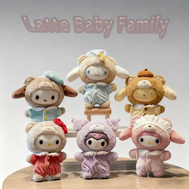 Latte Baby Family Mystery Blind Box Hello Kitty Kuromi Figurki Winylowe Zawieszki do Toreb Ozdoby Breloczki Kolekcjonerskie Modne Zabawki