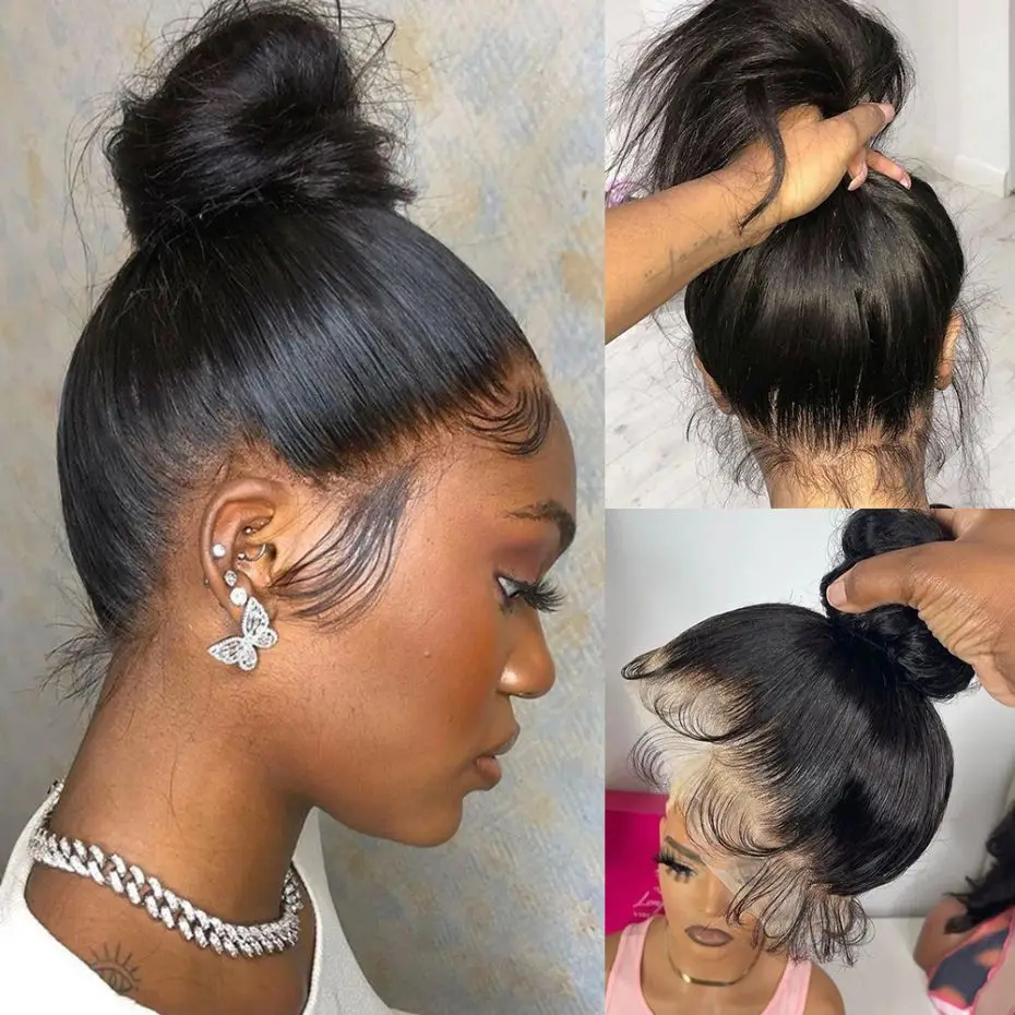 ブラジルのかつらフロントレースウィッグ,滑らかな人間の髪の毛,透明なhd,5x5クロージャー,360,40インチ,13x6