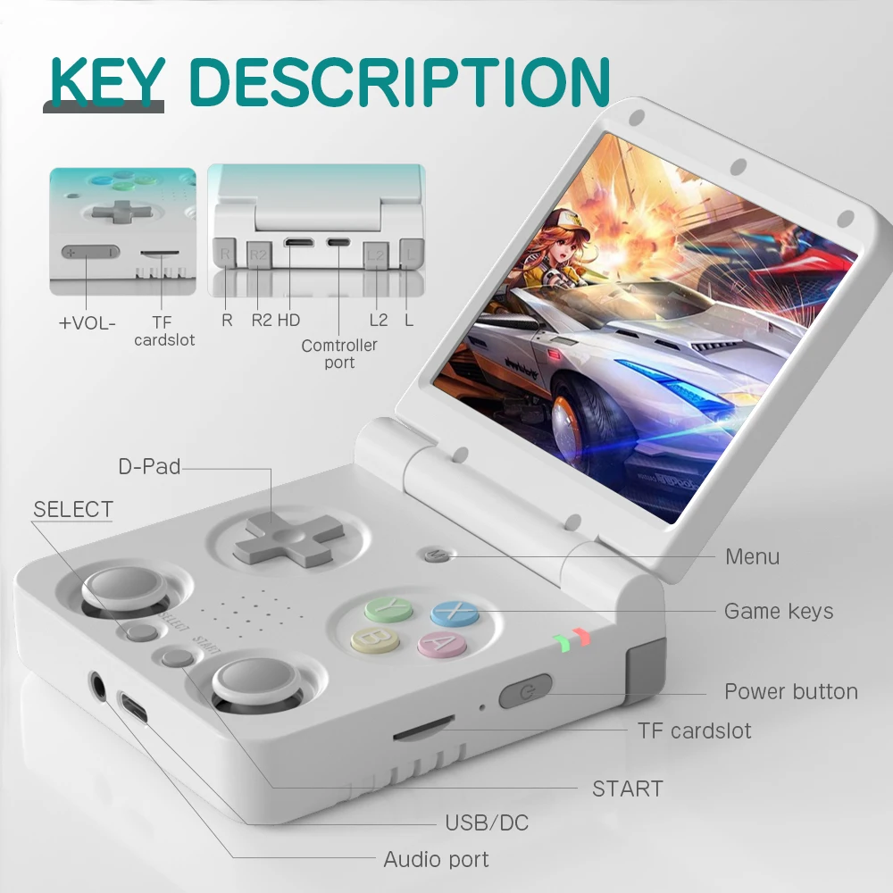 MIYOO Flip Handheld Game Players 3.5'' IPS Screen Linux System Onion OS Video Game Consoles Free Storage Bag Gamer Gift Gaming