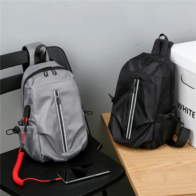 Bolsa de peito versátil masculina cor sólida nova bolsa mensageiro bolsa de ombro portátil bolsa crossbody de grande capacidade