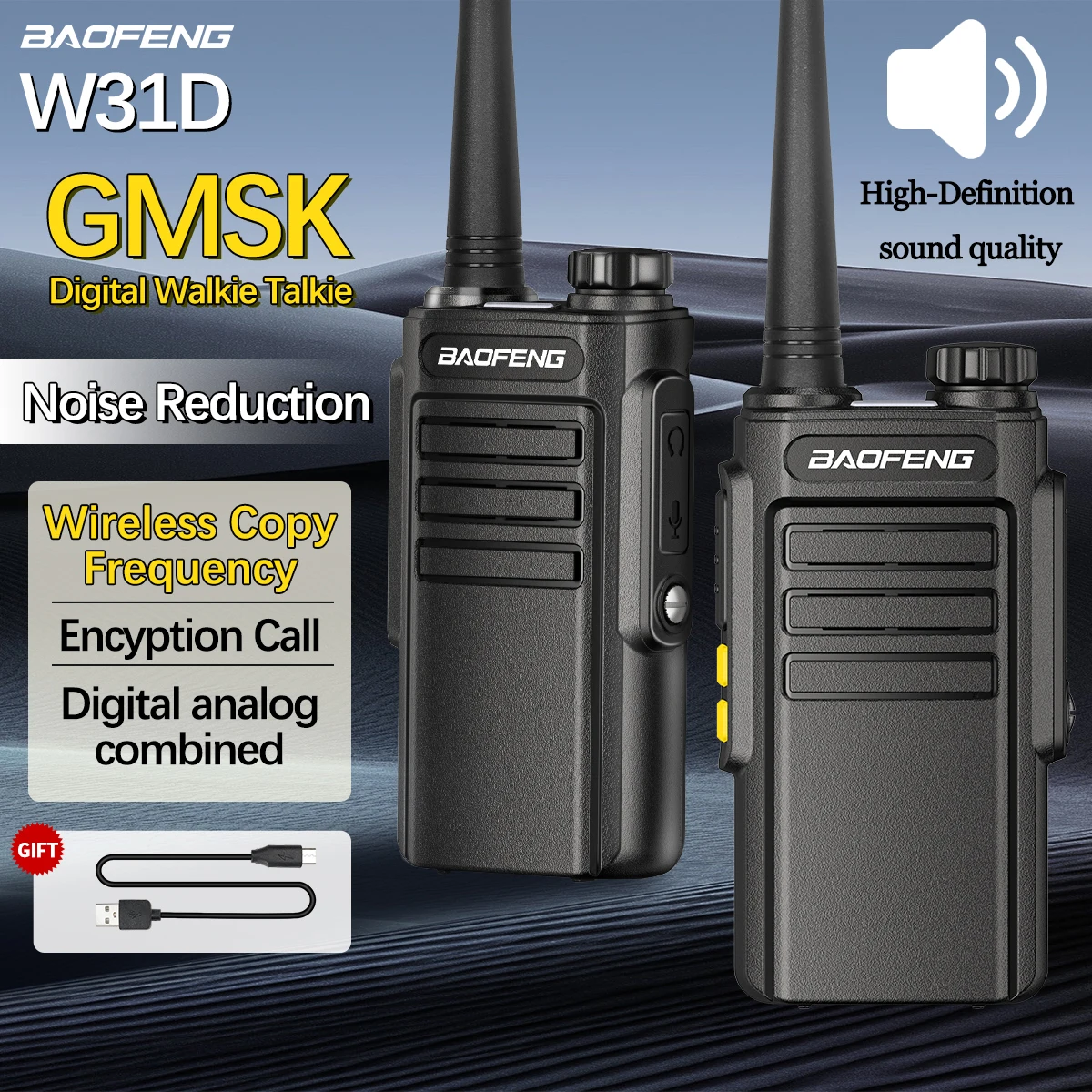 Baofeng W31D GMSK Digitales Walkie-Talkie, kabellose Kopierfrequenz, UHF-Typ-C-Ladegerät, große Reichweite, verbessertes BF-888S Ham-Funkgerät