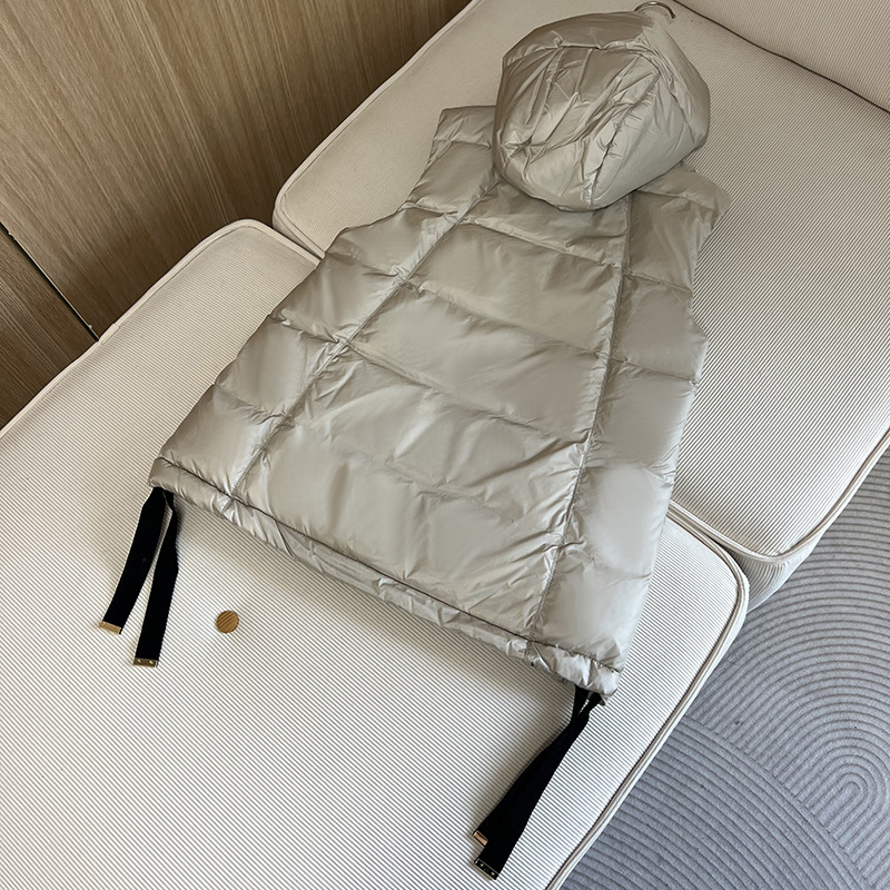 Schinteon femmes 90% duvet de canard blanc gilet avec capuche décontracté sans manches veste Simple couleur unie mode automne hiver haut 2025