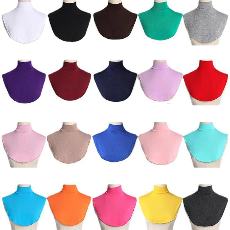 ปลอมสำหรับสตรีมุสลิม Modal เสื้อปลอมคออิสลาม Hijab สีทึบ Mock ผ้าคลุมหน้าและคอด้านบนเสื้อ