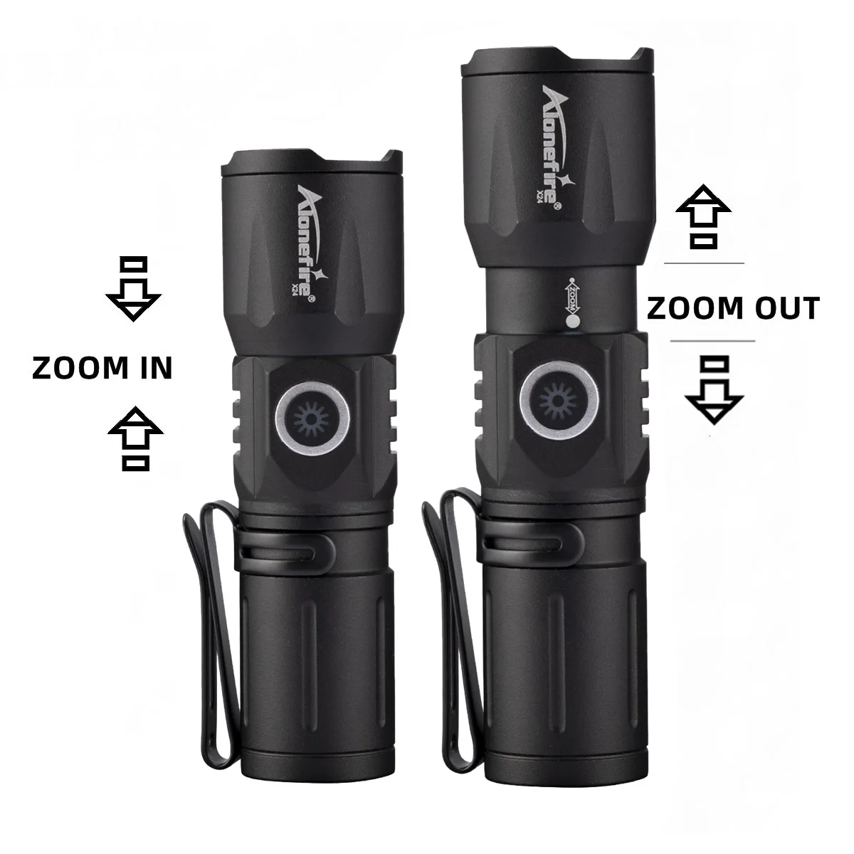 Zoom luz de haz blanco Mini linterna de larga distancia tipo C Usb recargable antorcha de bolsillo portátil hogar al aire libre batería 16340