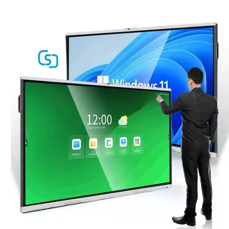 55 65 75 86 98 นิ้ว Ir Multi Touch Tv All In One Pc Class Interactive Board สมาร์ทไวท์บอร์ดสําหรับการศึกษาจัดการประชุม
