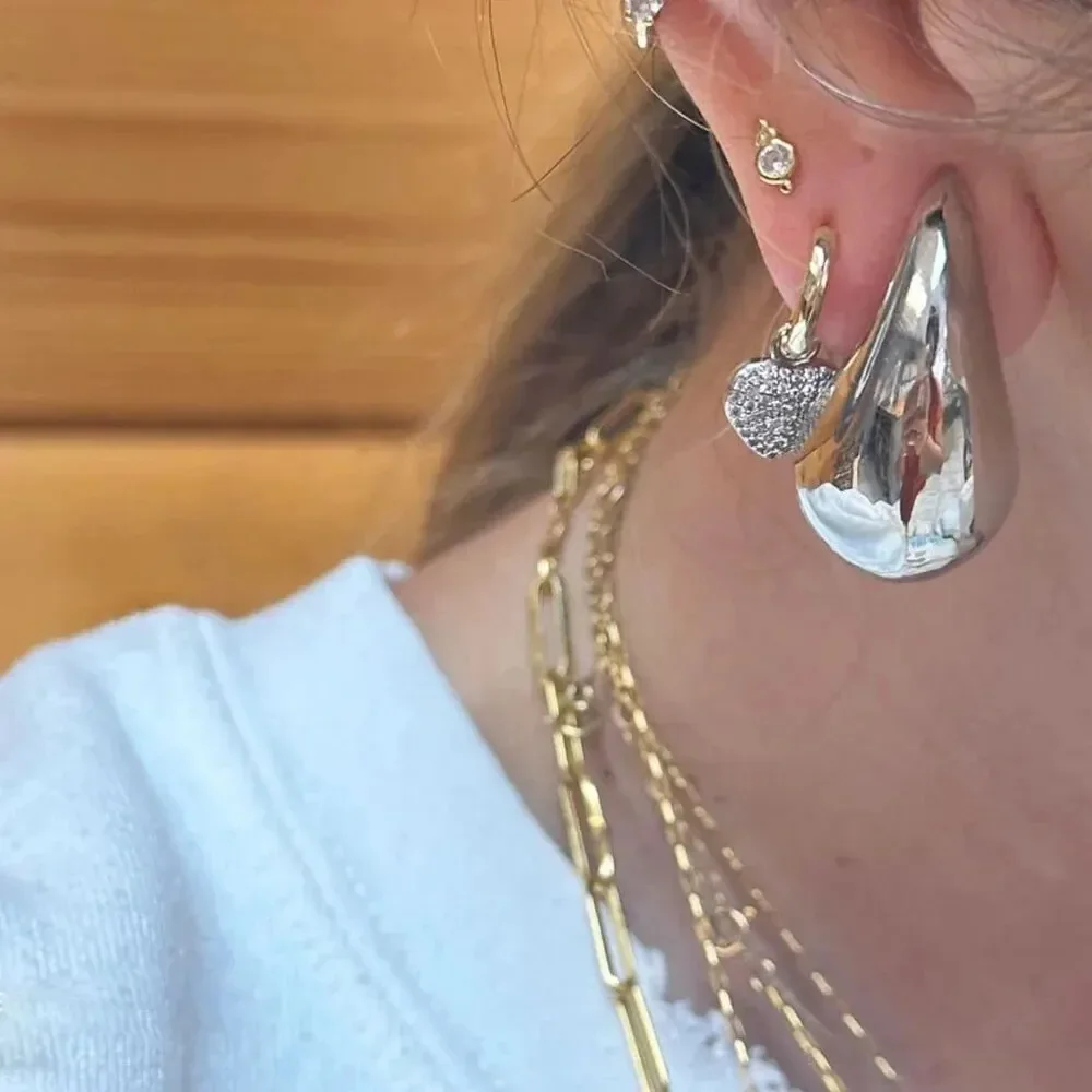 Orecchini a bottone con goccia d'acqua Color oro Design semplice Ins orecchini Post donna 3 dimensioni disponibili colore argento gioielli per ragazze con superficie grande