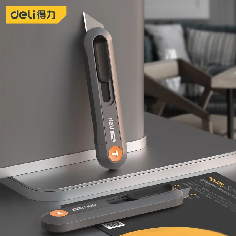 Deli คุณภาพสูงมีดยูทิลิตี้ 12 มม./9 มม./18 มม./T-shape Multi-ข้อกําหนดเหล็กคาร์บอน Courier กล่องเครื่องตัดมีดอุปกรณ์สํานักงาน