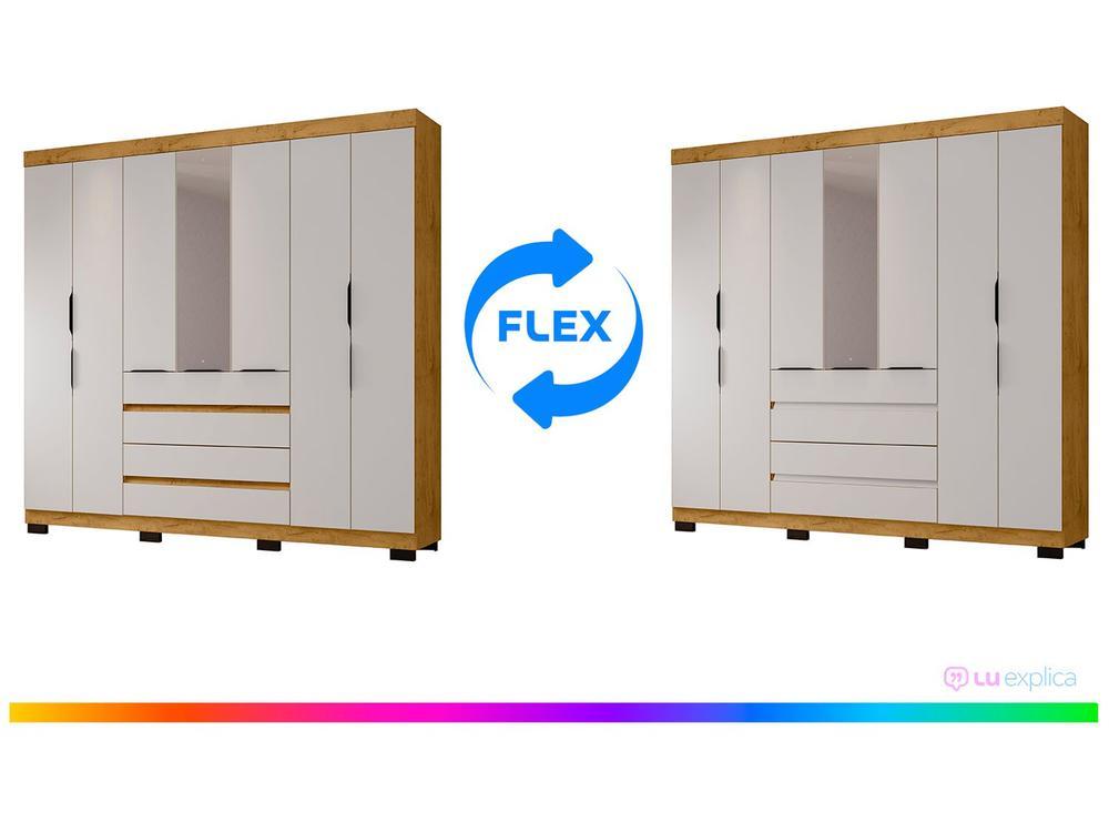 Guarda-roupa Casal com Espelho 7 Portas 4 Gavetas Araplac Lisboa EB24074