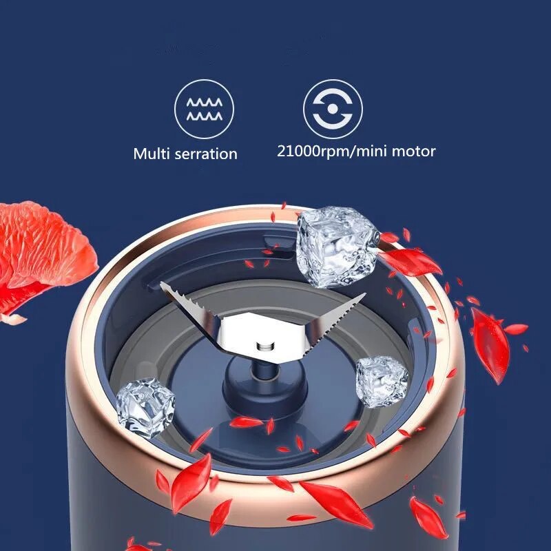 Draagbare Kleine Elektrische Sapcentrifuge Roestvrijstalen Mes Juicer Beker Fruit Automatische Smoothie Blender Ijs Crushcup