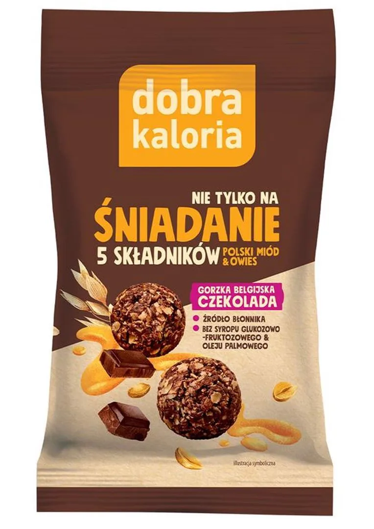 Dobra Kaloria Kulki śniadaniowe owiane gorzka belgijska czekolada z miodem bez laktozy 40 g