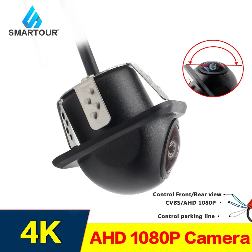 Smartour CCD ojo de pez lente cámara de coche AHD 1080P vista trasera gran angular cámara de respaldo de marcha atrás HD visión nocturna asistencia de estacionamiento automático