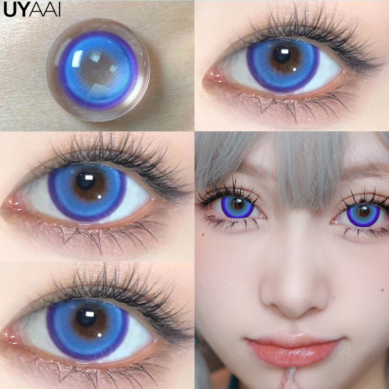 Lentes de contacto de colores UYAAI, lentes negras de colores con dioptrías, lentes rojos, lentes azules coreanas, lentes de Anime rosas, lentes de Color verde