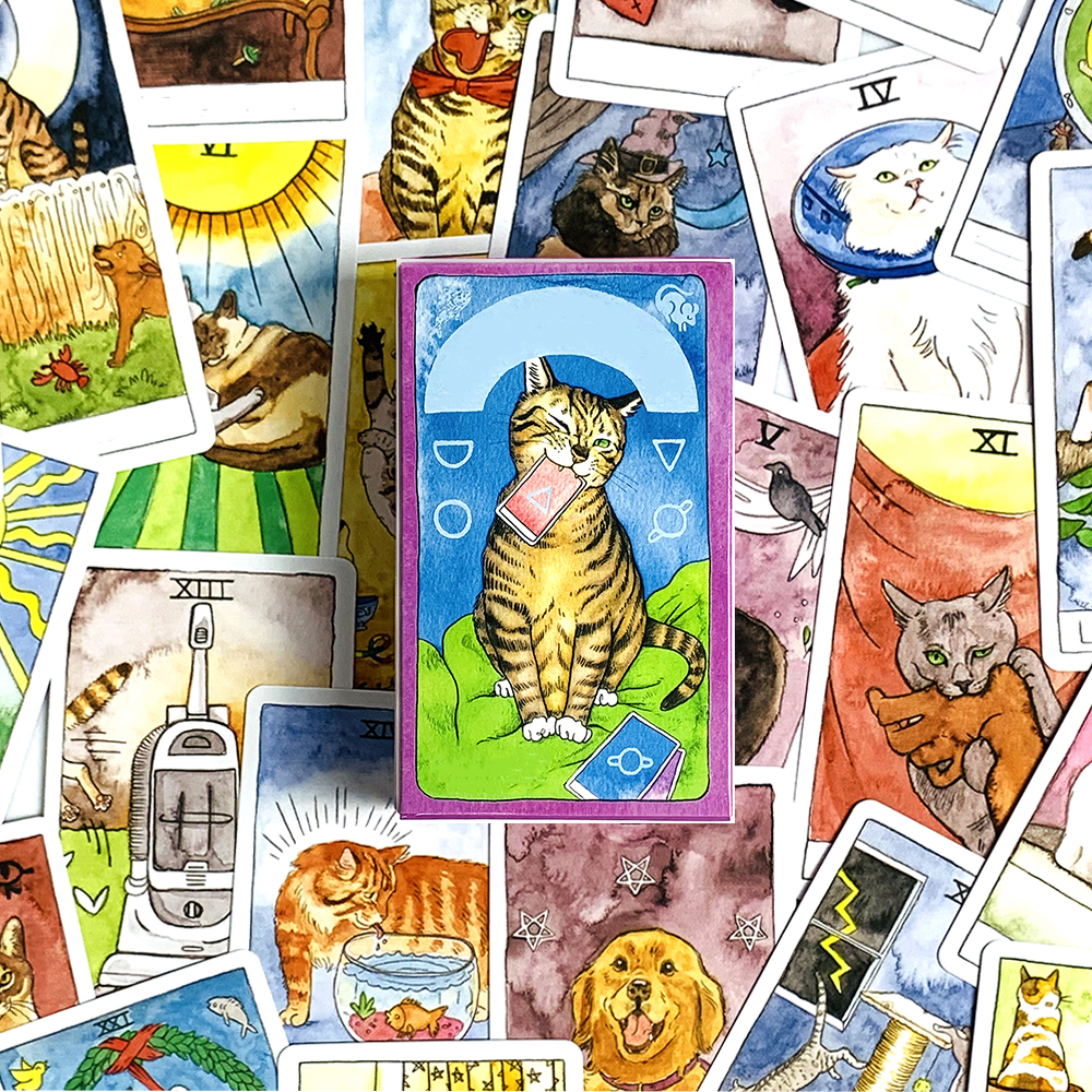 Cartas de tarô 78 peças cartas baralho de tarô fofo visões em inglês adivinhação borad jogos para amigos da família, presentes de halloween e natal