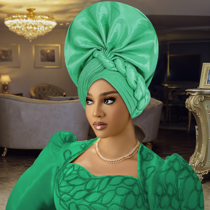 ไนจีเรีย Gele Headtie Aso Oke 2025 คุณภาพสูงแอฟริกัน Aso Oke Gele ทําแล้ว Auto Gele African Turban หมวกสําหรับงานแต่งงาน