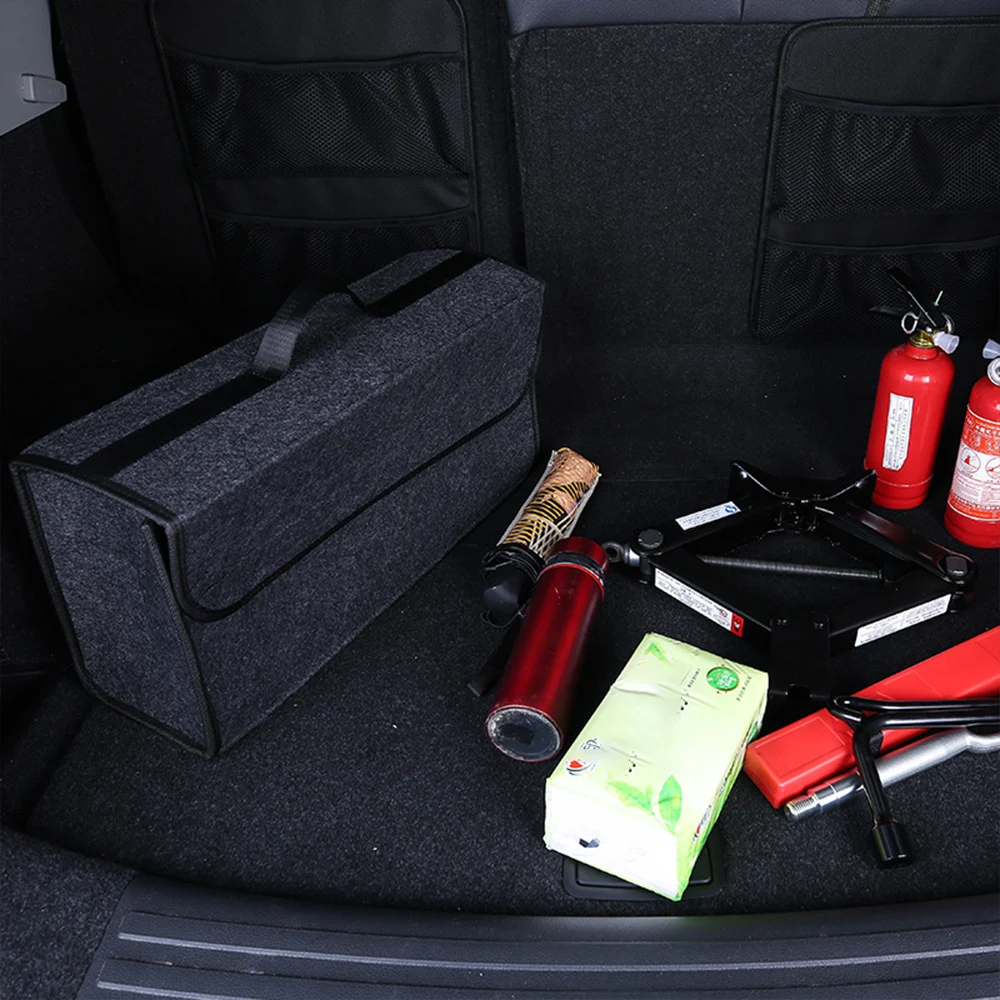 Felt Big Anti SLIP ช่อง BOOT Storage Organizer เครื่องมือกระเป๋าเก็บรถ Trunk Organizer Soft Felt กล่องเก็บอุปกรณ์เสริม