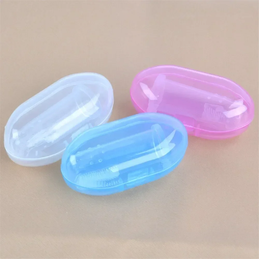 Lindo juego de caja de cepillo de dientes para dedo de bebé, masaje transparente de dientes para niños, cepillo de limpieza de goma infantil de silicona suave, masajeador, cuidado Dental