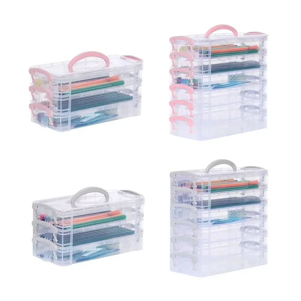 3/6-layer Paintbrush Box Watercolor Detachable Pen Storage Box Color Multi-function Stationery Organizer School Supplies