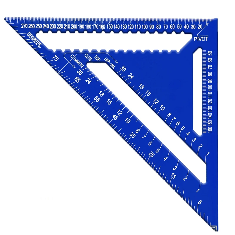 12 inch hoekliniaal metrisch / imperiaal aluminium driehoekige meetliniaal houtwerk snelheid vierkante driehoek hoek gradenboog