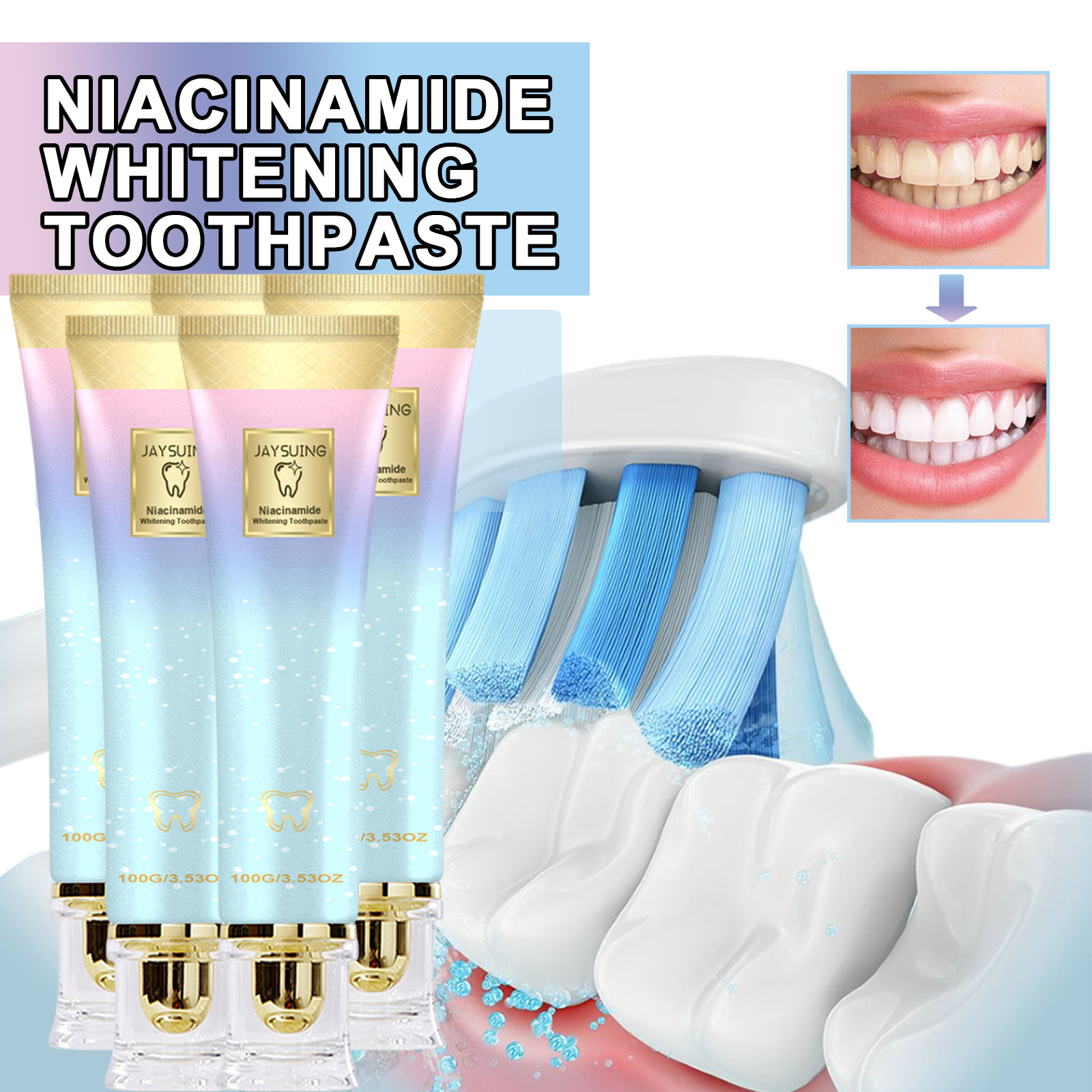 Niacinamide W-hitening Toothpaste Stain Removal Sensitive Teeth Strengthening Dazzling White Fresh Breath Mint Flavor Oral Care