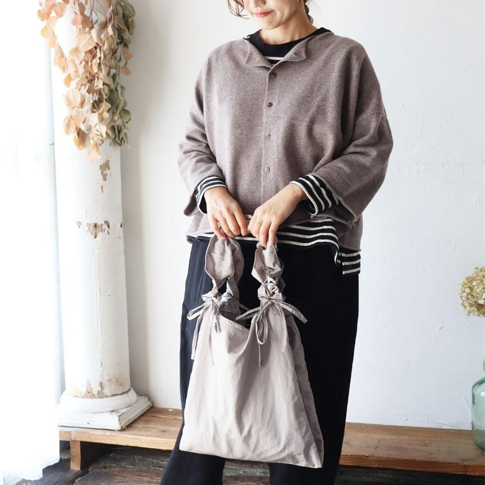 Cachellie Bolsa de ombro feminina autêntica vintage com cordão de nylon Dstring à prova d'água americana retrô com nó