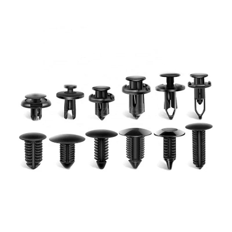 100 pçs conjunto de fivela de plástico corpo do carro empurrar rebites substituir peças pára-choques fixação prego kit 6 estilos fixadores automáticos prego pitada barra