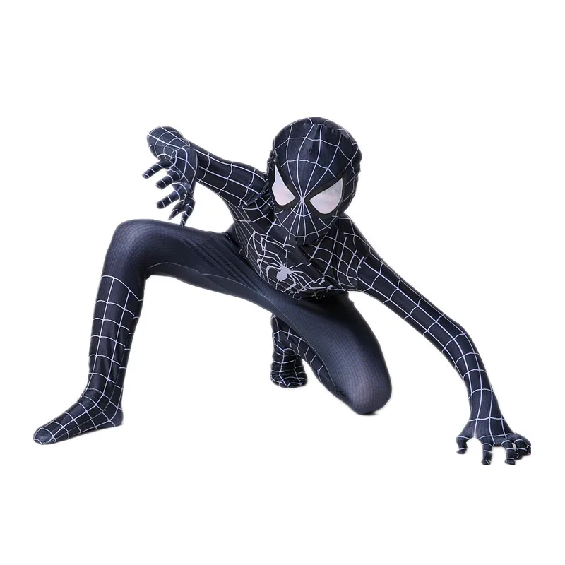 Costume da supereroe con ragno nero, personaggio del film, maschera di Peter Parker, costumi cosplay di Halloween
