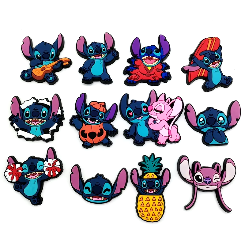 MINISO 8-22 sztuk Disney Stitch zawieszki do butów Cartoon DIY akcesoria do butów dla drewniaków sandały dekoracje prezenty bożonarodzeniowe dla dzieci