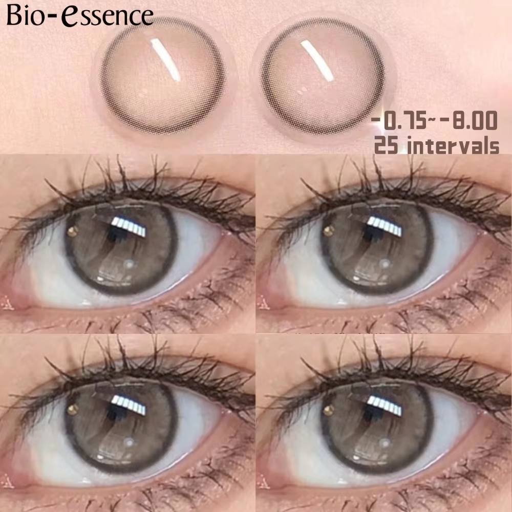Bio-essence 1 paire de lentilles de Contact de couleur naturelle pour les yeux avec lentilles marron de degré lentille de perle de brouillard lentilles coréennes lentilles couleur des yeux