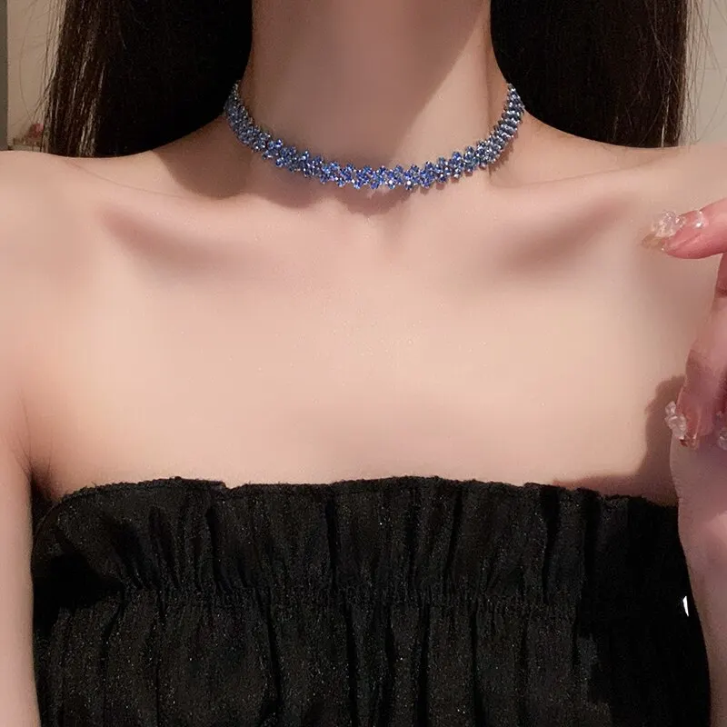Collana girocollo di lusso con strass pieni lucidi per le donne Collane di cristallo geometriche personalizzate Regali per feste di gioielli da sposa