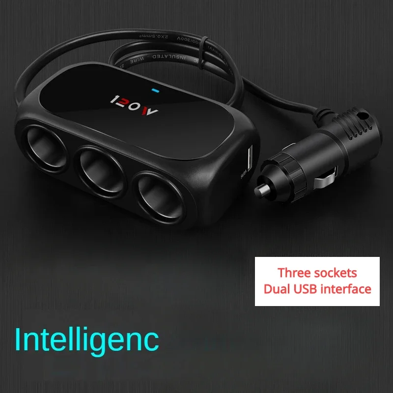 120w 3 em 1 tomada usb dupla isqueiro do carro adapte 12v 24v divisor led carregador rápido adaptador de tomada para iphone gps dashcam