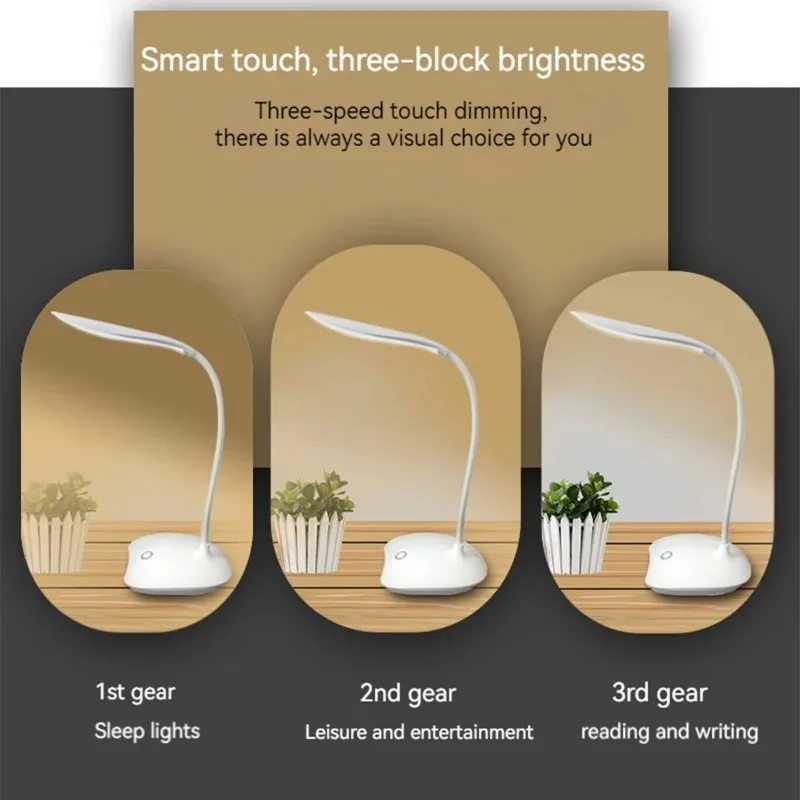Dormitorio che legge la lampada LED con ricarica USB che protegge un occhio Perline Lampada dimmer tattile a tre marce