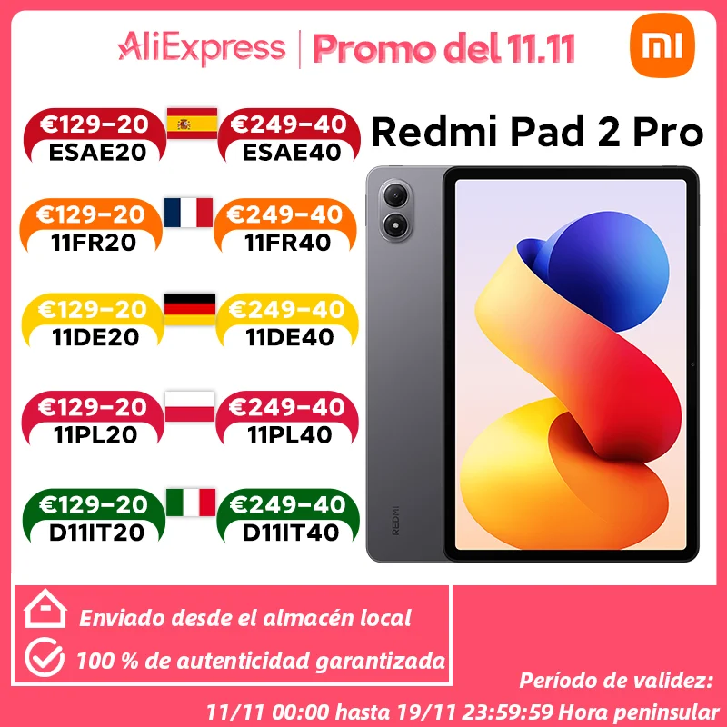 【Marke+】 Xiaomi Redmi Pad 2 Pro 12,1" 2,5K kristallklares Display Snapdragon 7s Gen 4 12000 mAh 33 W Schnellladung