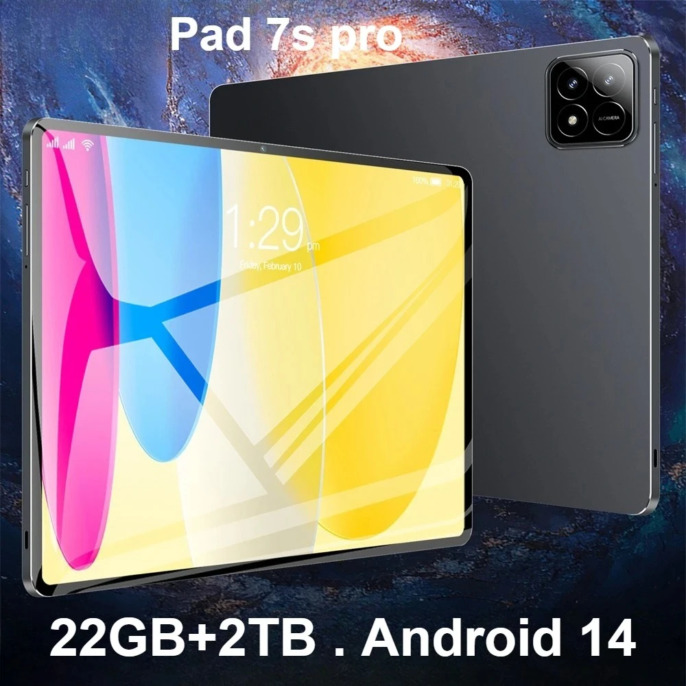 2025 Nieuwe Pad 7s pro Tablet Global Versie Android Tabletten 10.1 Inch HD PC 20000 mah 22 GB 2 TB Tab 5G Dual SIM WIFI Voor Kinderen