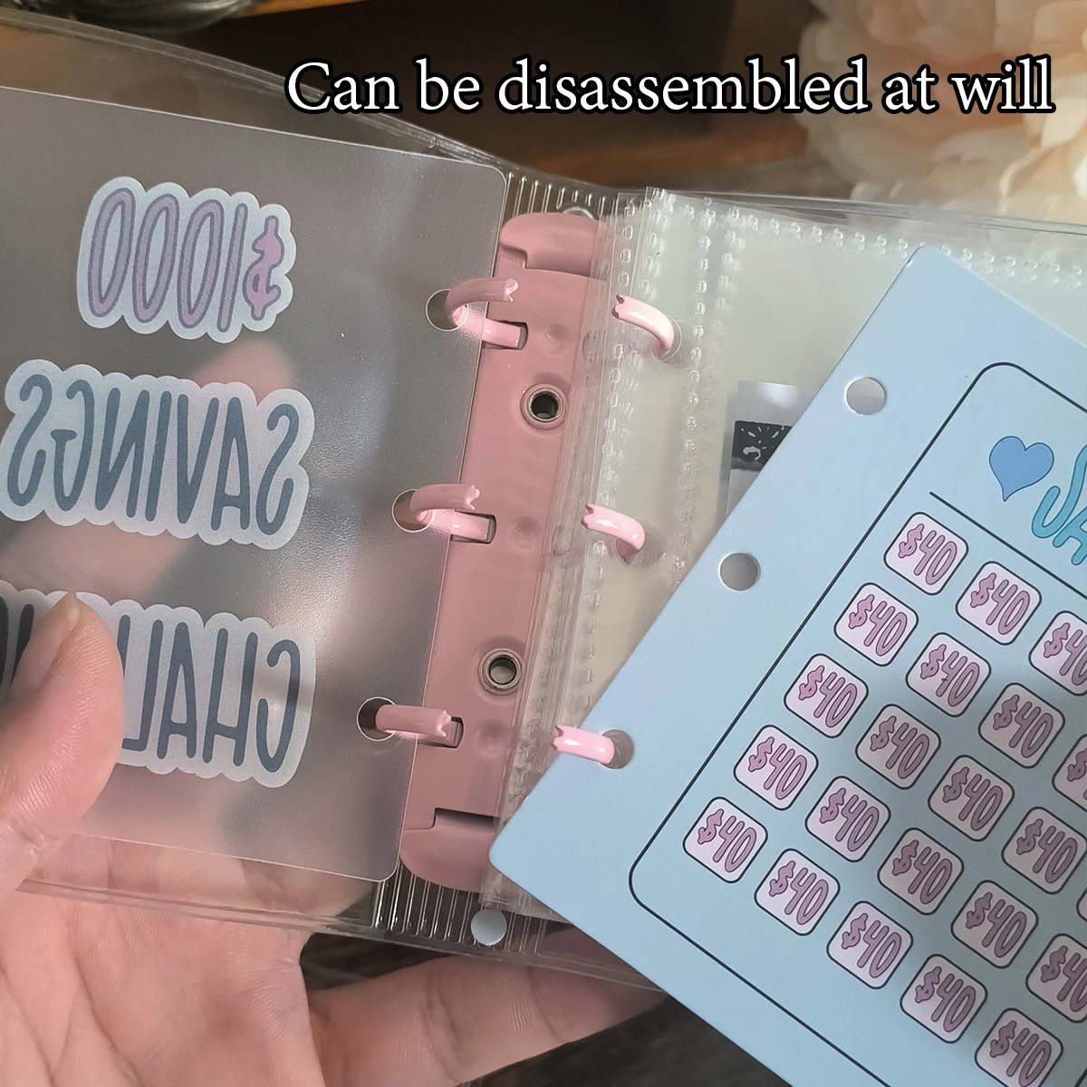 2 Stijlen 1 Stuk/pak PVC 3 Gat Mini Geldbesparende Uitdaging Flipchart Bindmiddel met Envelop Besparingen Organizer Boek