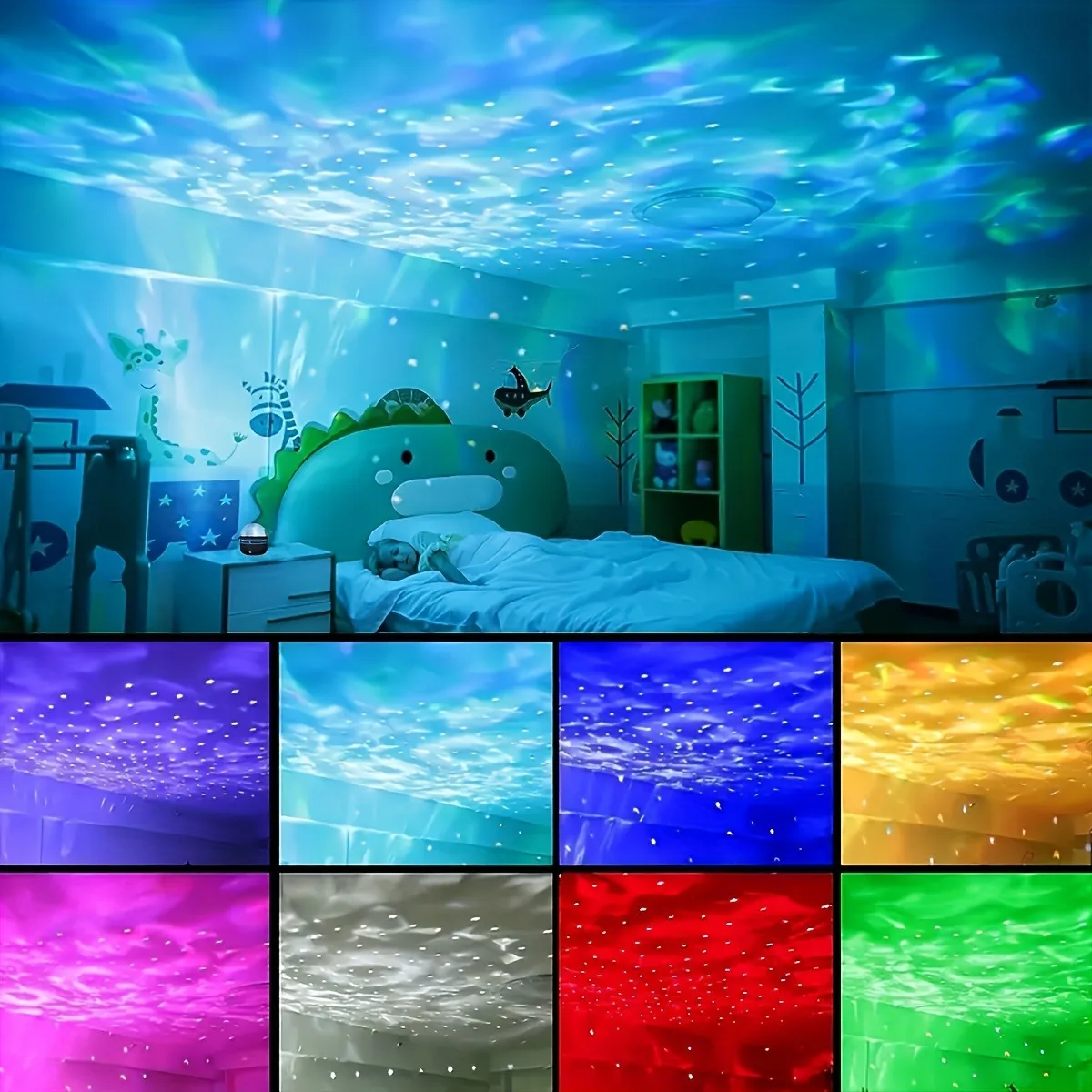 1 szt. LED Galaxy Star projektor świetlny, zasilany przez USB, fala tętnienia wody, zdalnie sterowana lampka nocna do sypialni, na imprezę, kino domowe