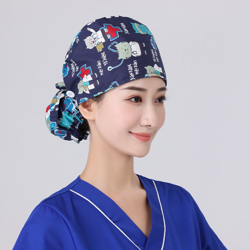 Gorro de trabajo para quirófano, gorro con cubierta de pelo largo para mujer, gorros de Chef de cocina para esteticista, gorros de enfermera, turbante, gorros de enfermera de algodón