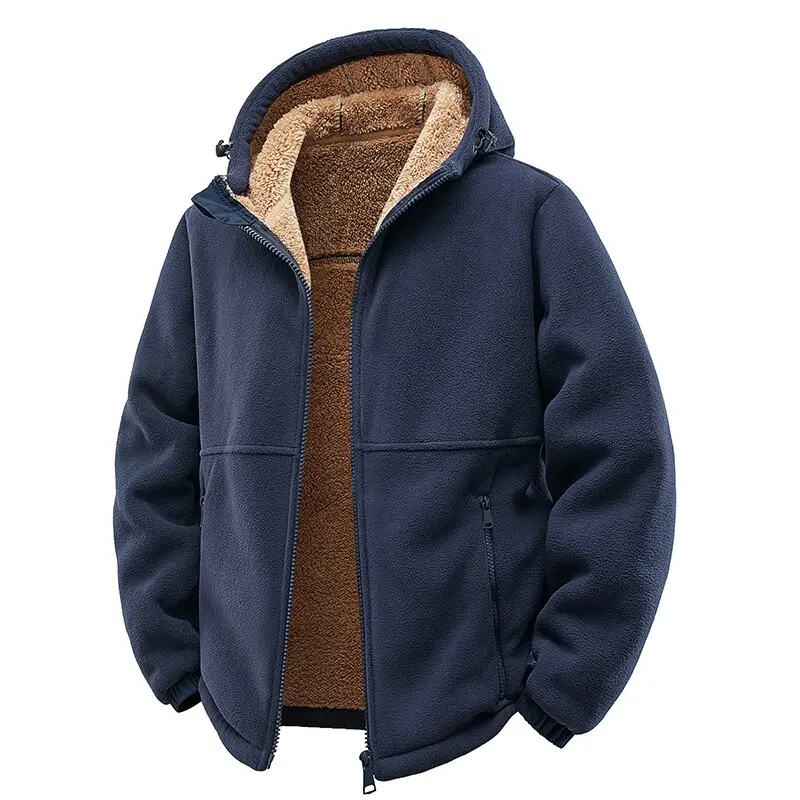 Nova moda outono e inverno cor sólida grosso quente jaqueta de lã de cordeiro para masculino casual solto esportes à prova de vento jaqueta plus size